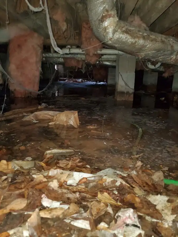 Crawl space flood assessment for Commercial Water Damage Restoration in East Troy